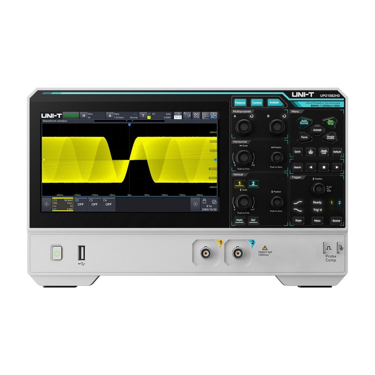 UPO1082HD 12-Bit 80MHz 2Ch High Definition Oscilloscope – Uni-Trend US
