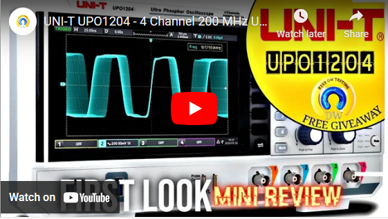 Darren Walker reviews the newly released UPO1204 4Ch 200MHz Ultra Phosphor Oscilloscope