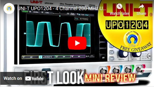 Darren Walker reviews the newly released UPO1204 4Ch 200MHz Ultra Phosphor Oscilloscope