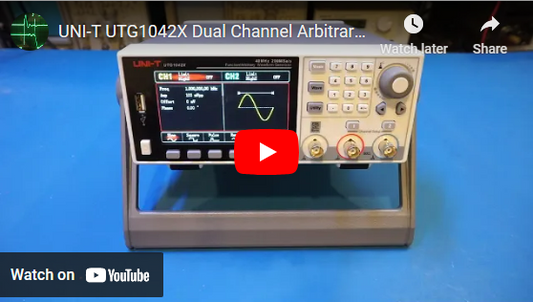 Unboxing video of the UNI-T UTG1042X Dual Channel Arbitrary Waveform Generator by Kerry Wong