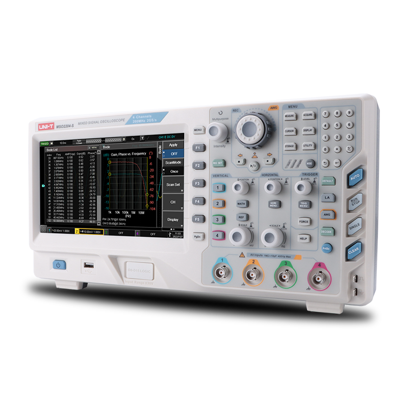 Uni-T MSO2104-S 100MHz 4+16Ch MSO with Signal Generator Isometric Image