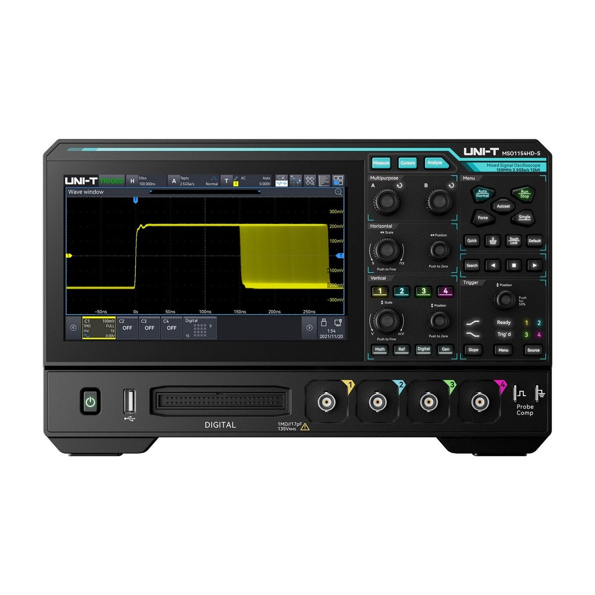 MSO1154HD-S | 150 MHz 4Ch 12-Bit MSO with Signal Generator