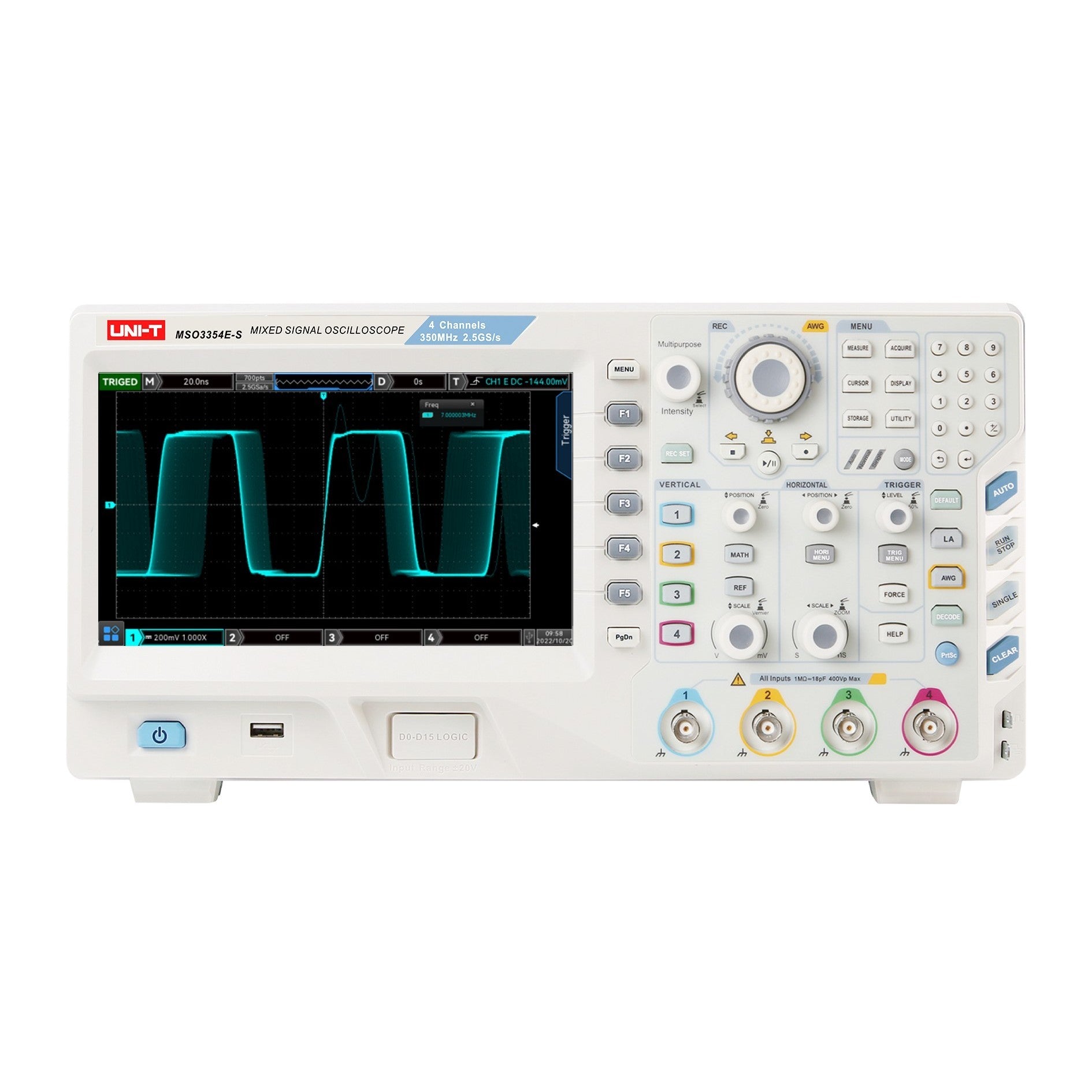 Uni-T MSO3354E-S	350MHz 4+16Ch MSO with Signal Generator Front Image