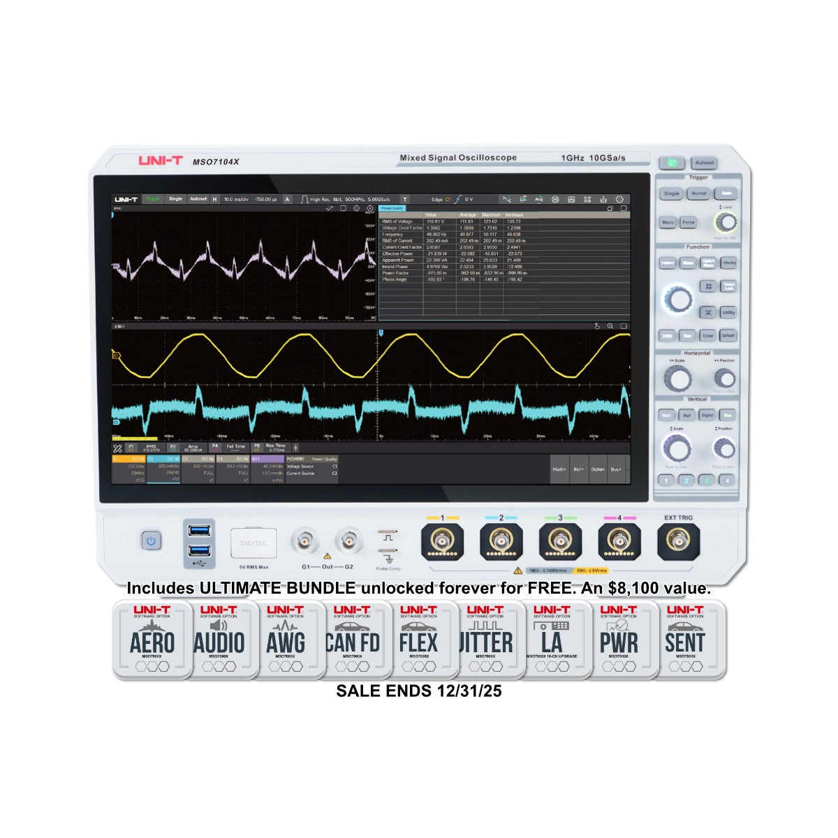 MSO7104X 1GHz 4Ch Mixed Signal Oscilloscope - FREE ULTIMATE Bundle ends 12/31/25