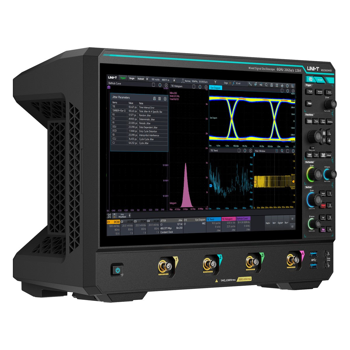 Uni-T MSO8504HD Lab-Grade 5 GHz 4Ch 12-Bit Mixed Signal Oscilloscope