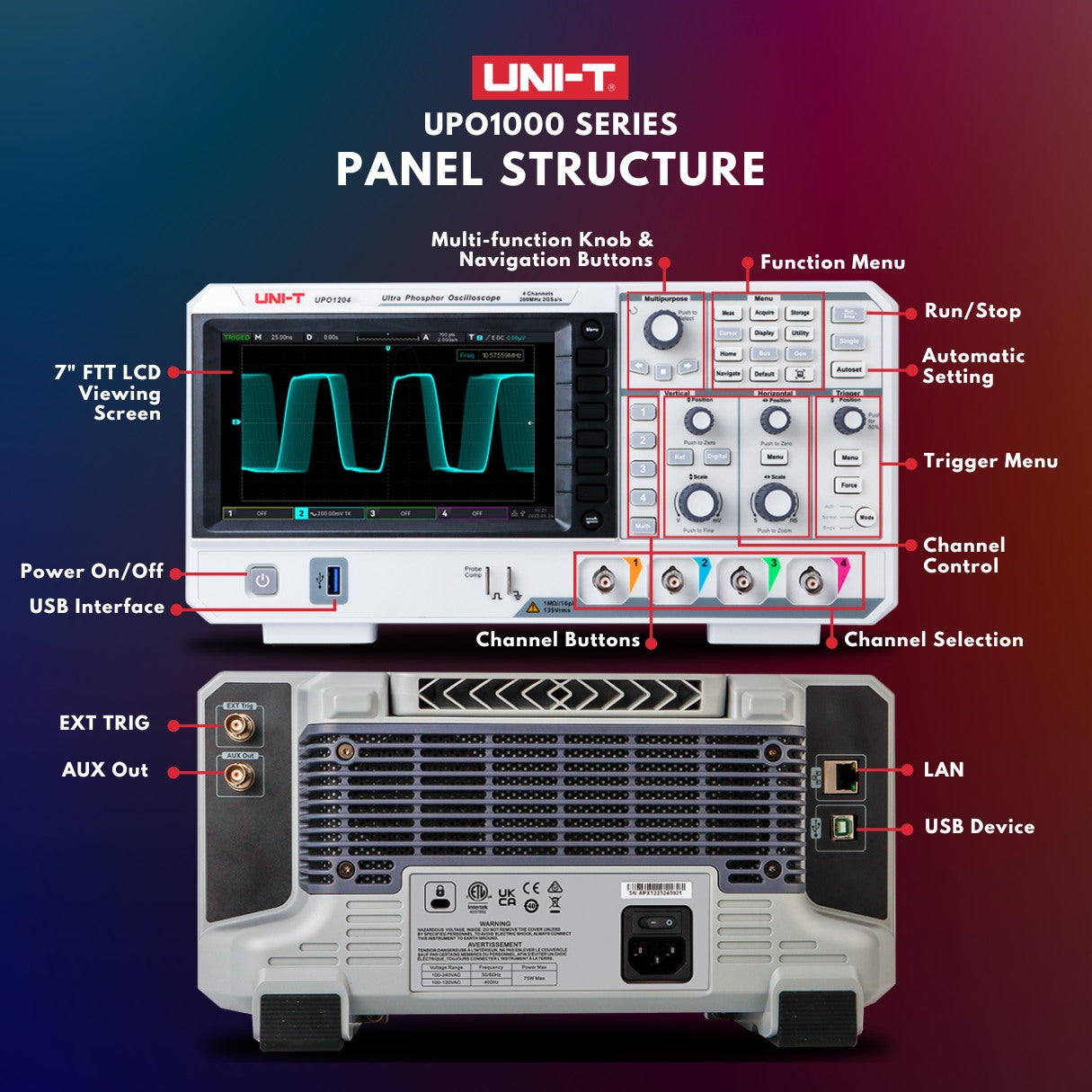 UPO1104 | 100 MHz 4Ch Digital Storage Oscilloscope