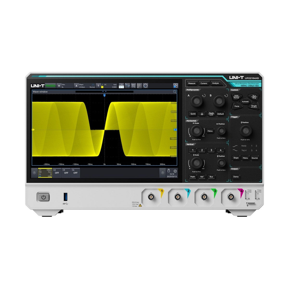 UPO2104HD | 100 MHz 4Ch 12-Bit High-Resolution Oscilloscope