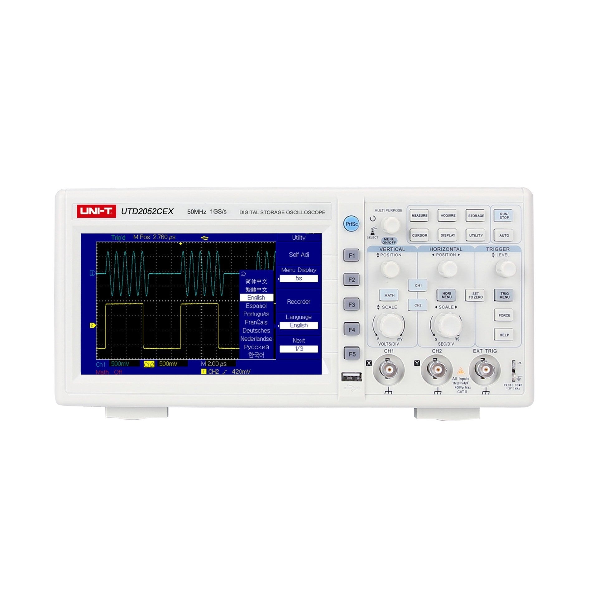 UTD2052CEX+ 50 MHz 2Ch Oscilloscope | UNI-T – Uni-Trend US