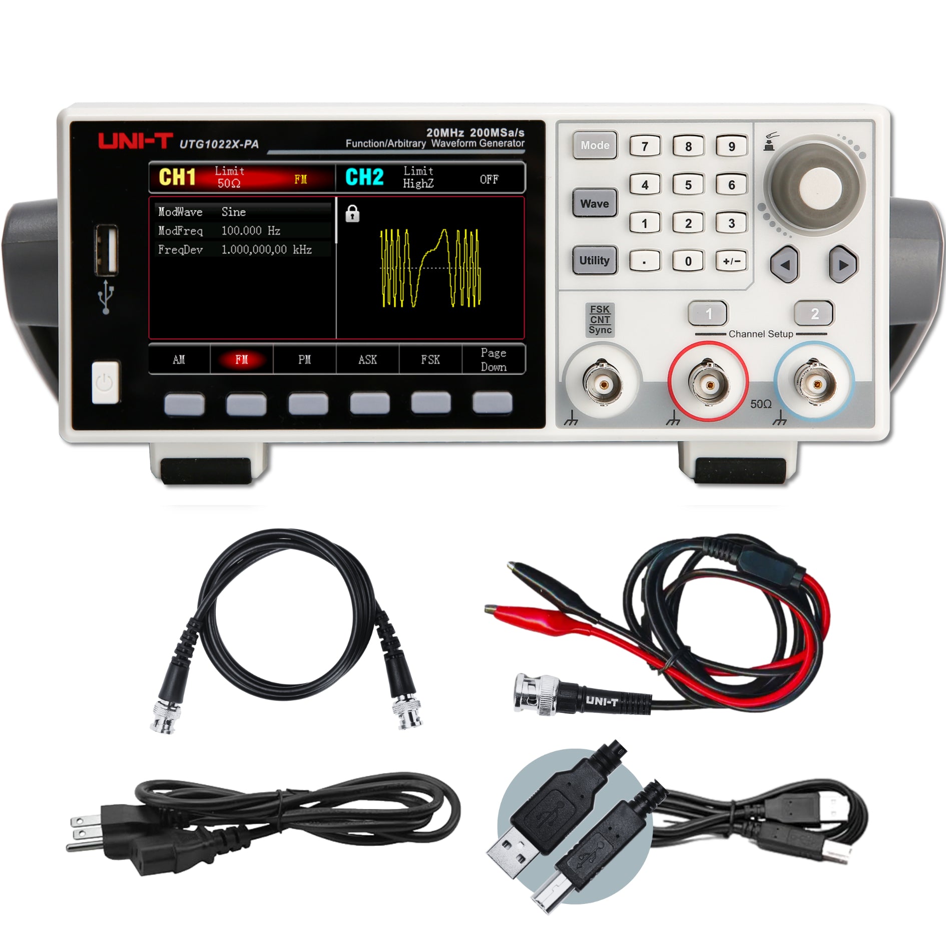 UTG1022X-PA 20MHz 2Ch Essential-Series Arbitrary Waveform Generator with 4W Power Amplifier