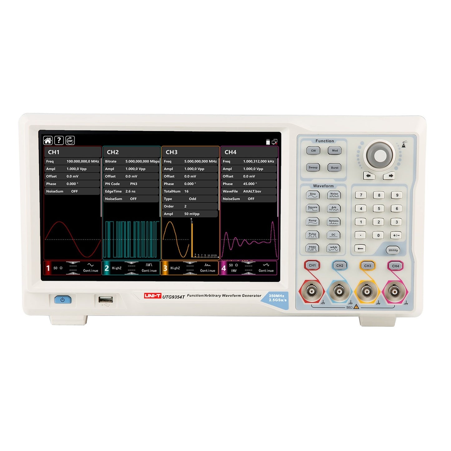 UTG9354T 350 MHz 4Ch Elite-Series Arbitrary Waveform Generator