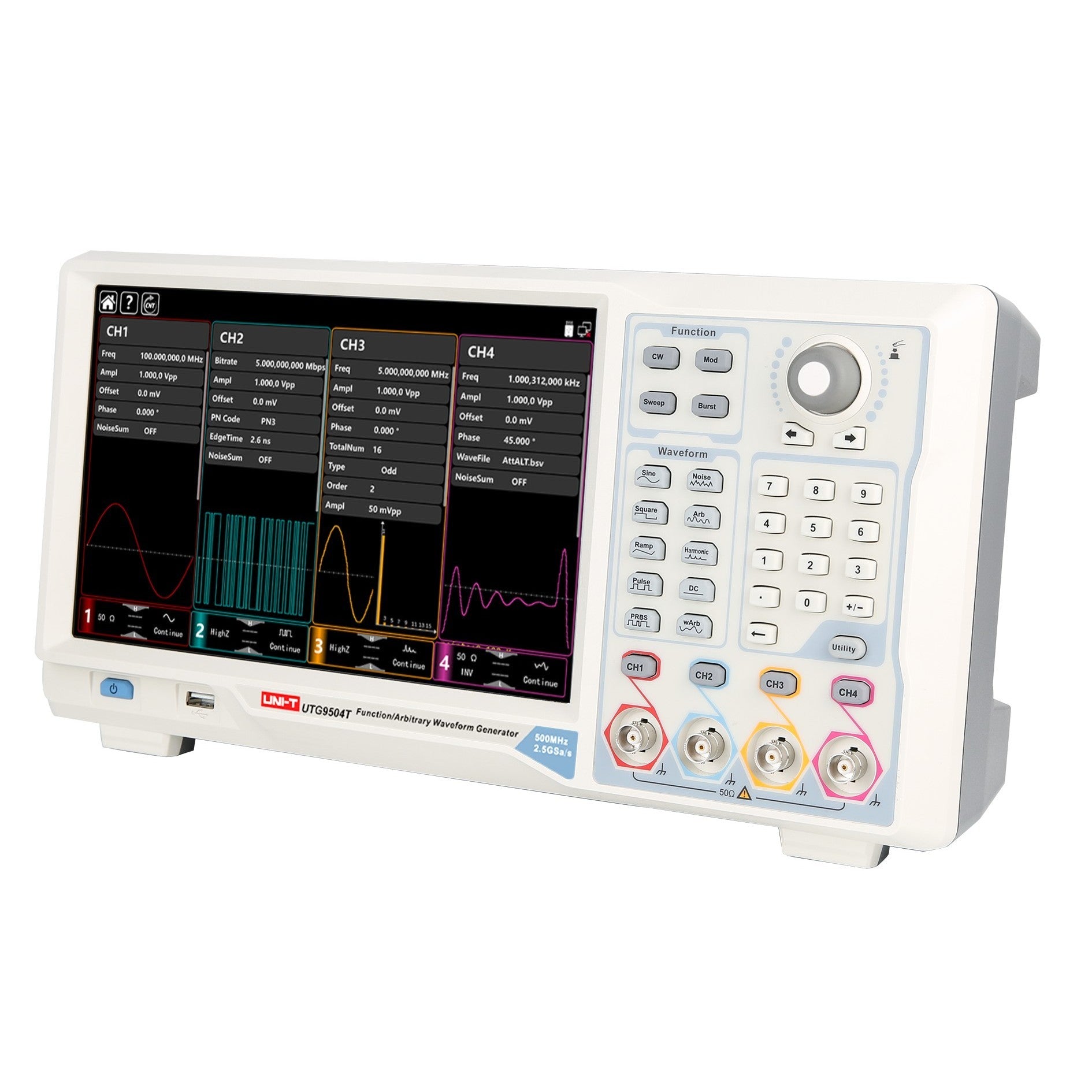 UTG9504T 500MHz 4Ch Elite-Series Arbitrary Waveform Generator