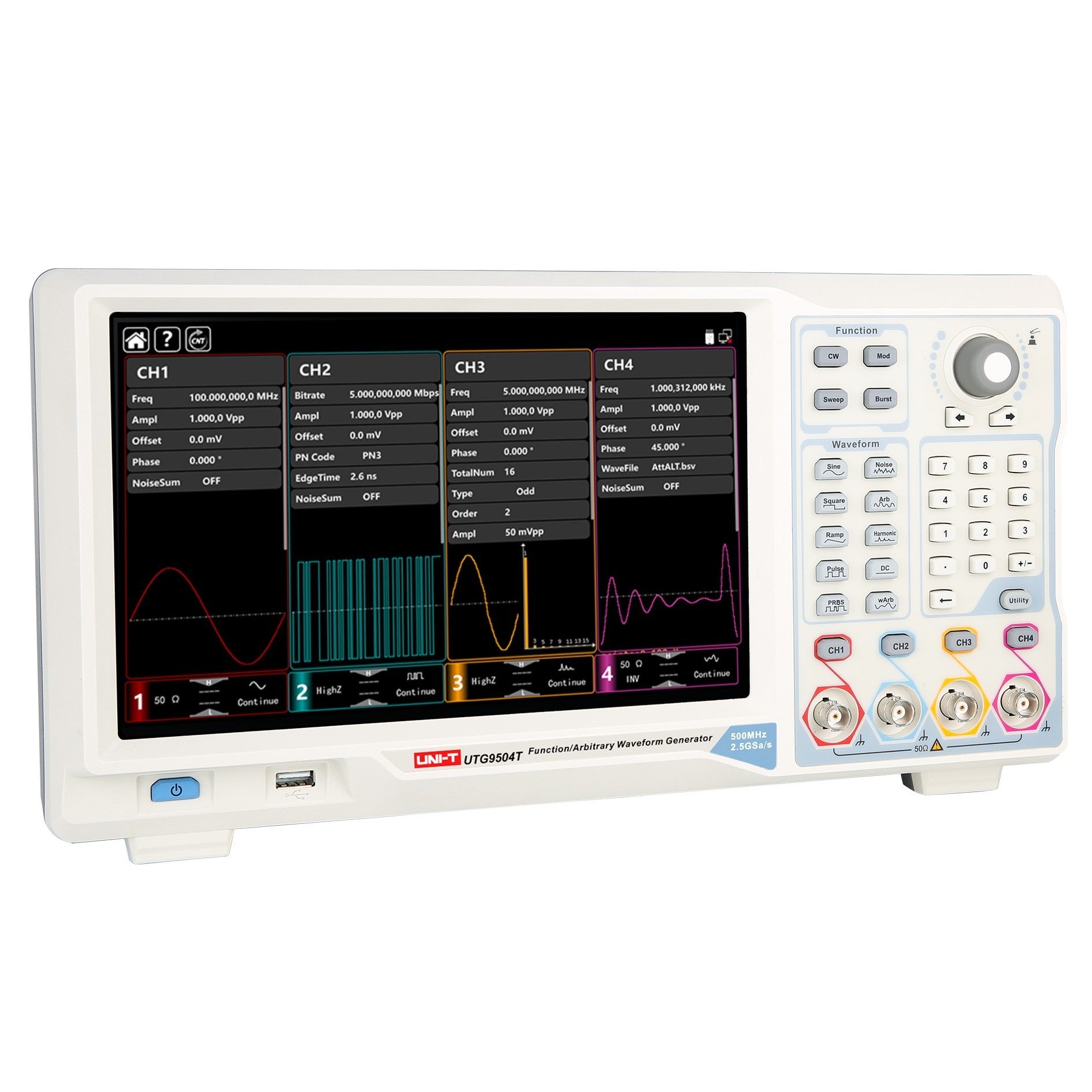 UTG9504T 500MHz 4Ch Elite-Series Arbitrary Waveform Generator