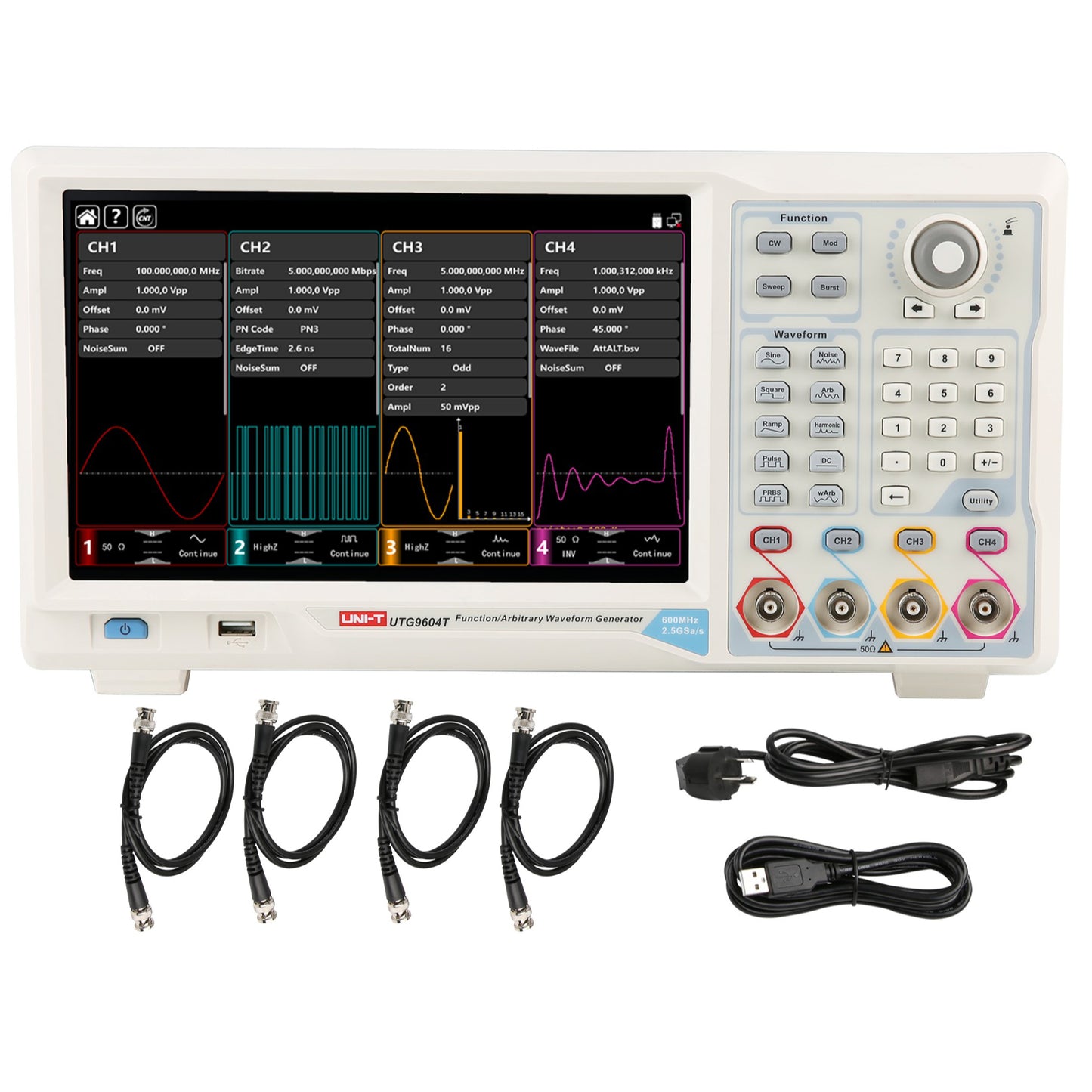 UTG9604T 600 MHz 4Ch Elite-Series Arbitrary Waveform Generator