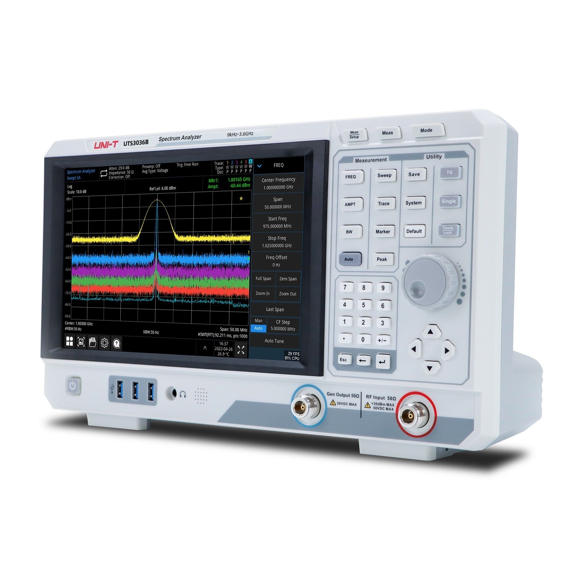 UTS3036B 3.6GHz Spectrum Analyzer | UNI-T – Uni-Trend US