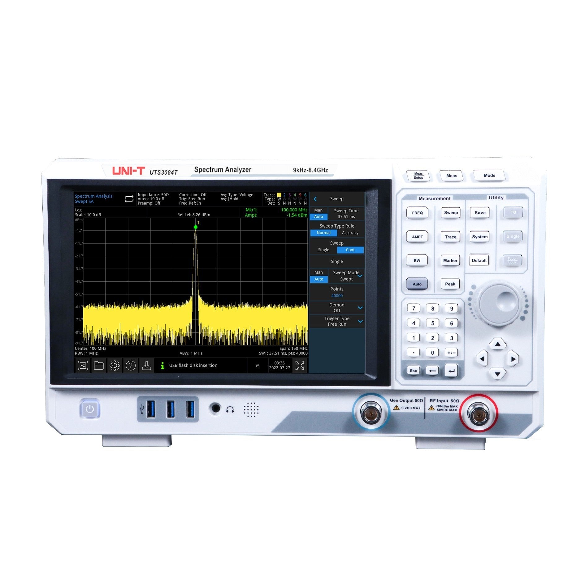 UTS3084T 8.4GHz Performance-Series Spectrum Analyzer with Tracking Generator