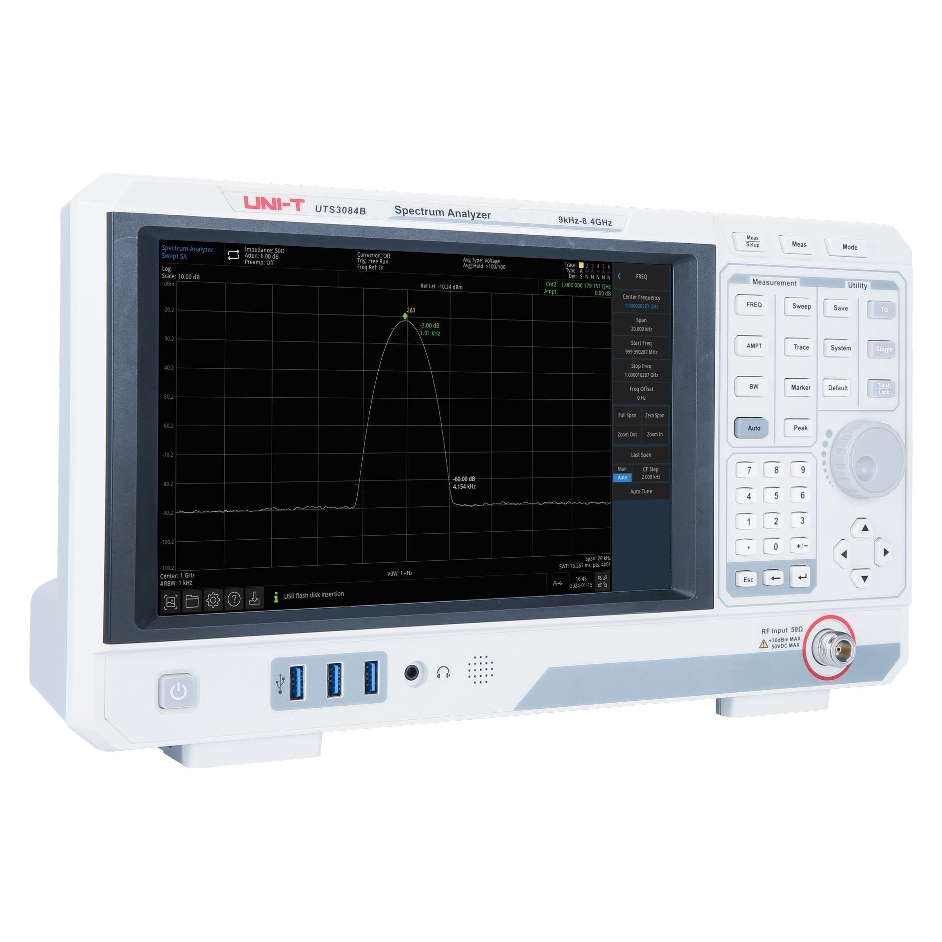 UTS3084T 8.4GHz Performance-Series Spectrum Analyzer with Tracking